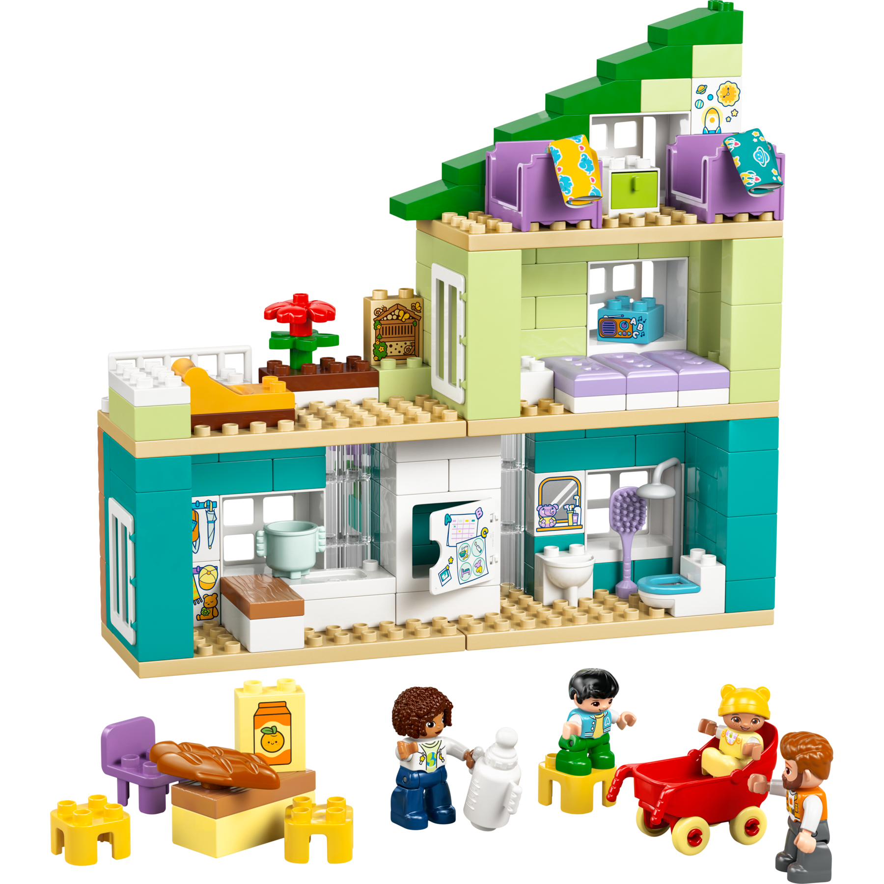 3 In 1 Modern Family House With Figures