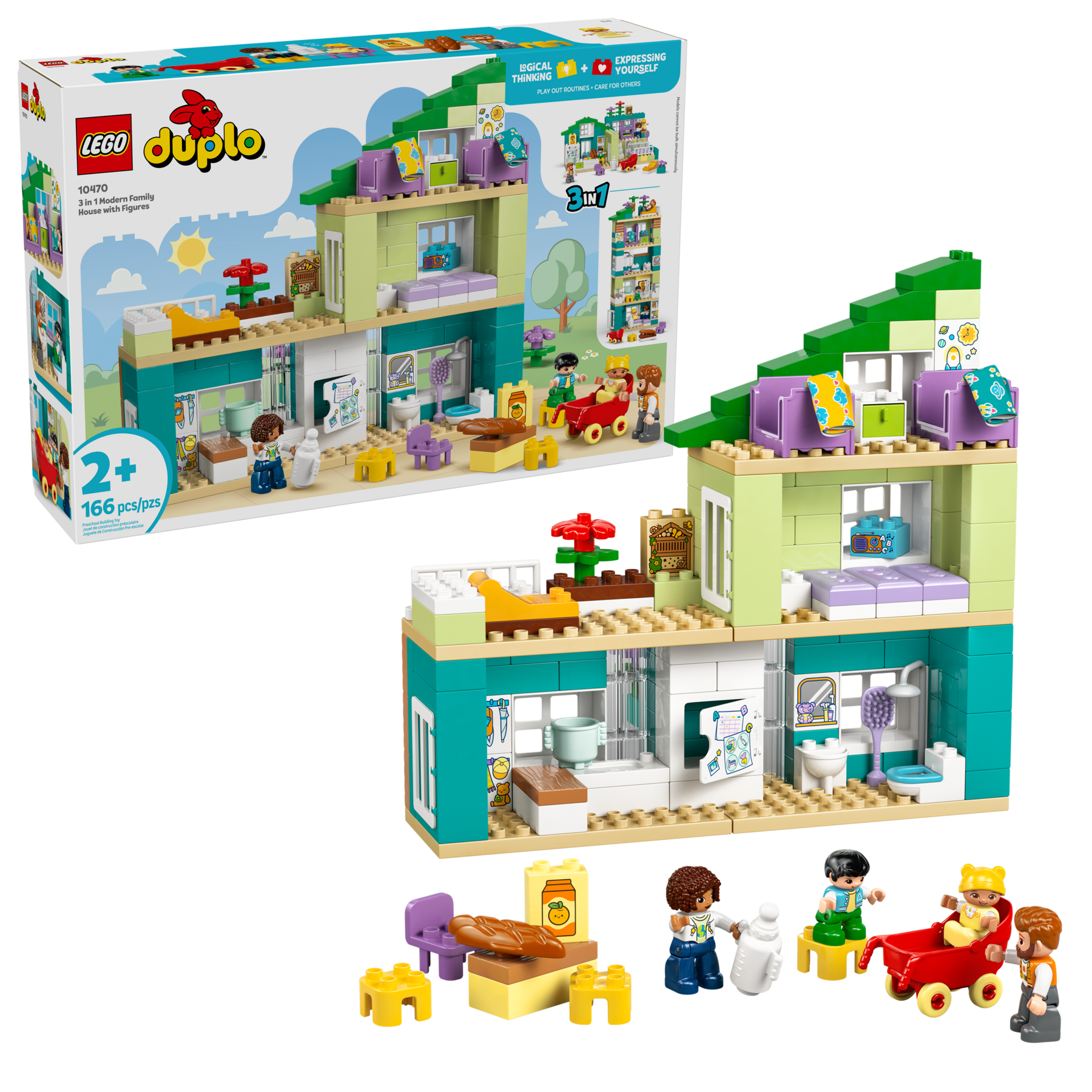 3 In 1 Modern Family House With Figures - Image 2