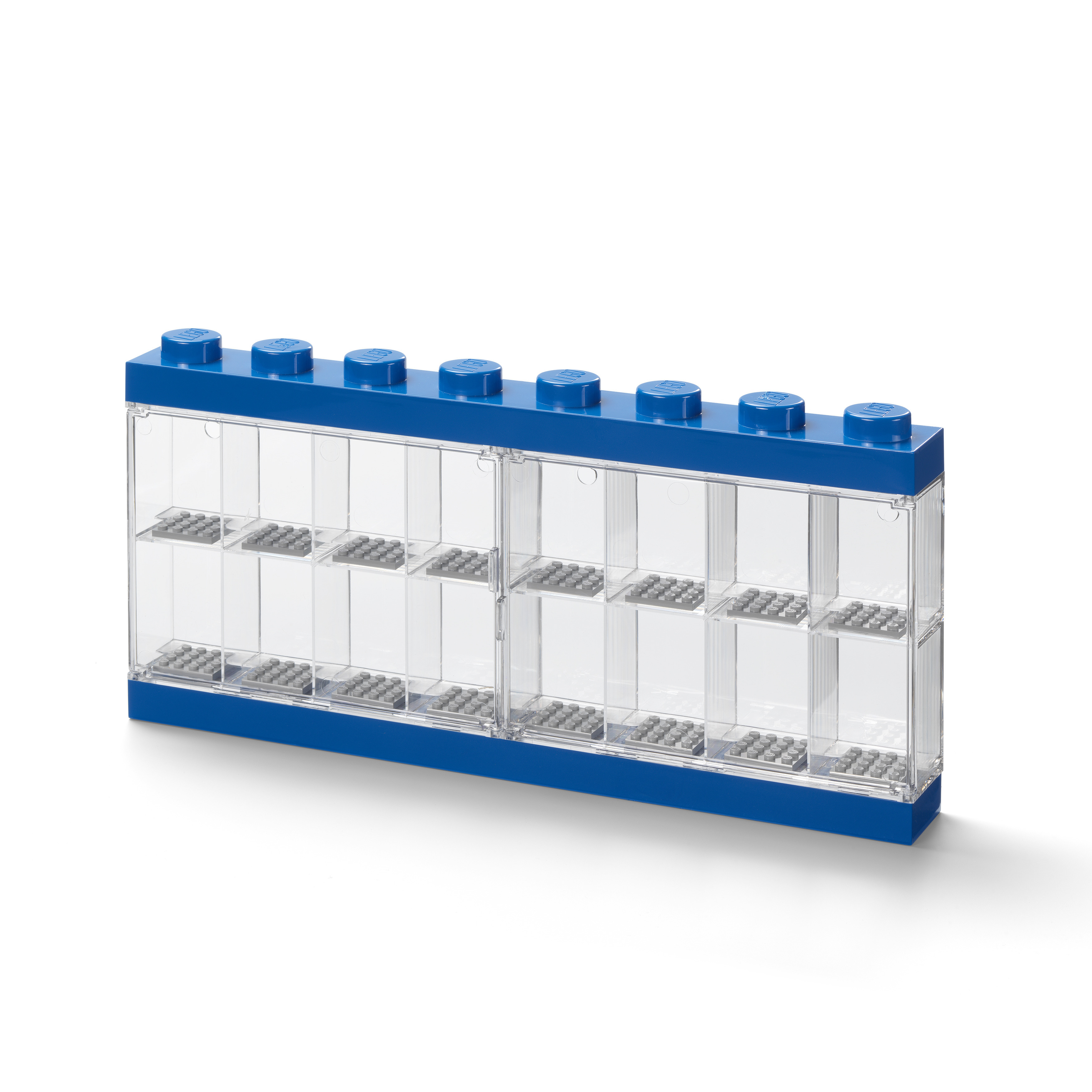 Minifigure Display Case 16 (8 Knob) Blue