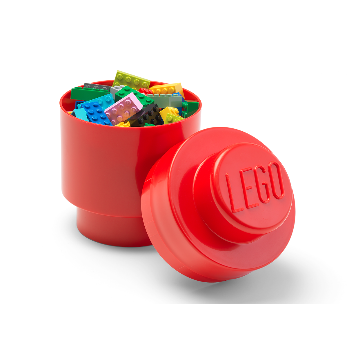 1-Stud Round Storage Brick – Red - Image 2